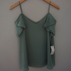 Pastel green off the shoulder top